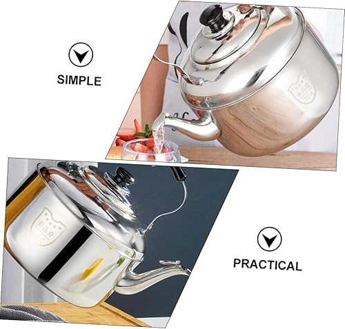 Miniatura 6 de Luxshiny Hervidor de té de 6 litros para acampar, hervidor de agua silbante de acero inoxidable, tetera con mango fresco, hervidor de café, olla de