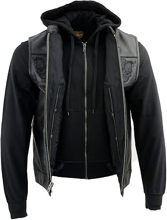 Milwaukee Leather Men's 2-in-1 Black Leather Vest, MLM3563