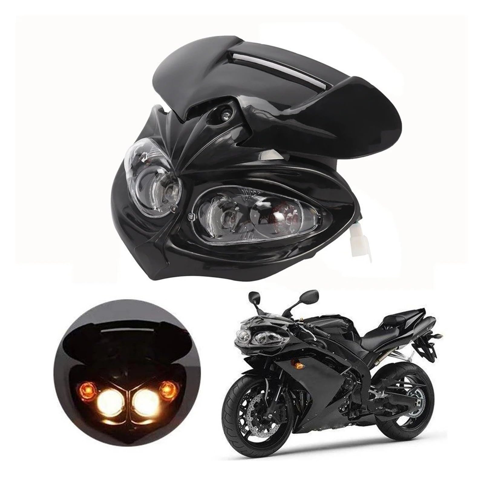 SANCAK Faros De Motocicleta Faro Universal Para Motocicleta Lámpara Doble Cabeza Luz Led Carenado Dirt Pit Bike Para ATV Hi Lo Beam 4 Ojos Para