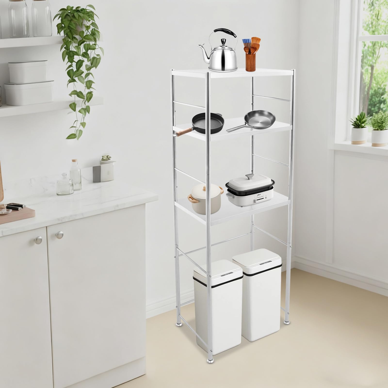Estantería de acero inoxidable de 3 niveles, estantes de cocina, estantería de almacenamiento, estantería para cargas pesadas, estantería de almacenamiento, estantería de almacenamiento para
