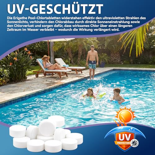 Multifunktionale Chlortabletten, 100g, langsam auflösende, lang anhaltende Pool Reinigungstabletten für Schwimmbäder, Whirlpools, Spas und Badewannen(Schockchlortabletten)