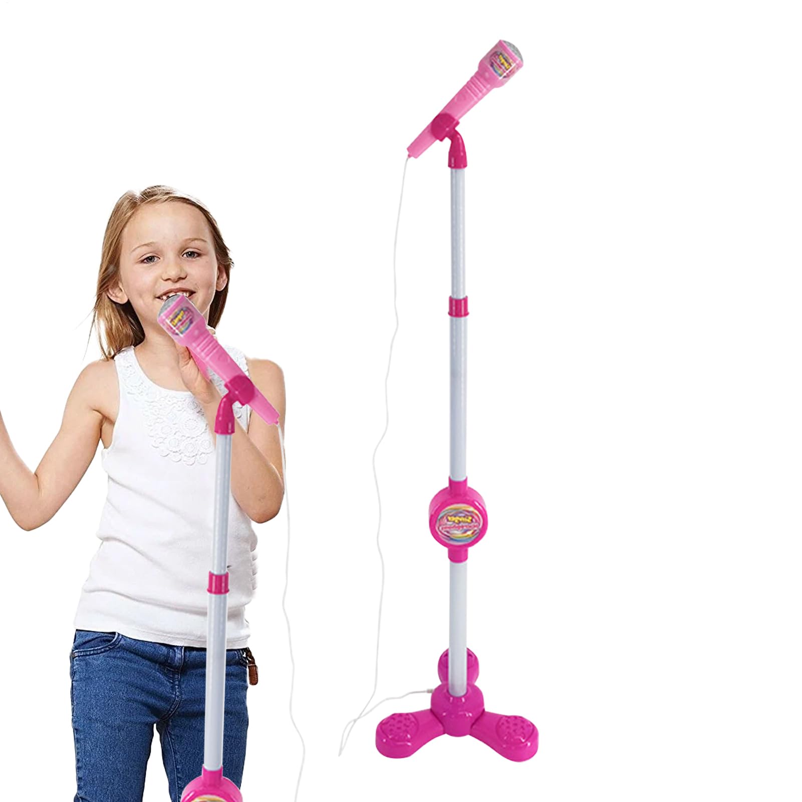 Microphone Karaoké Pour Enfants – Haut-Parleur HiFi, Lumières LED, Support Inclus, Podcast Et Enregistrement, Cadeau Noël