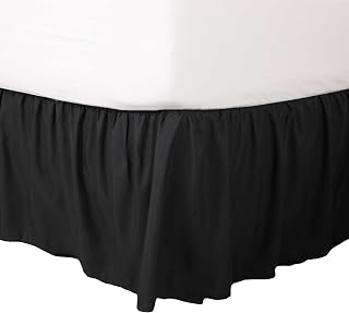 Martex Black Full Ruffle Bed Skirt 15 Inch Drop Microfiber - Easy Fit Hotel Quality Dust Ruffle for Stylish Bedroom