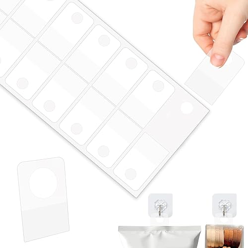 hongbo 500 pestañas autoadhesivas para colgar, (1.3 x 0.9 pulgadas), gancho de etiquetas colgantes de plástico transparente, etiquetas colgantes