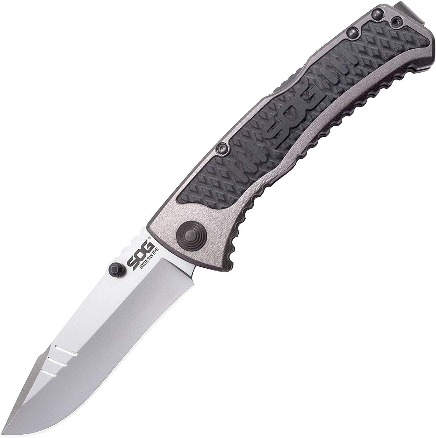 Knives Grey Anodized Aluminum and GRN Sideswipe Lockback Stainless Pocket Knife SW1011-CP