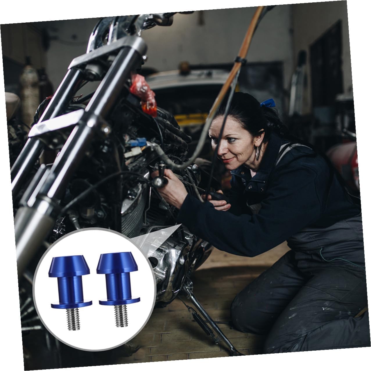 4pcs Blue 8mm Cnc Motorcycle Swing Arm Sliders Stand Screws Spools Set for Motorbike Swingarm Protection and Frame Accessories