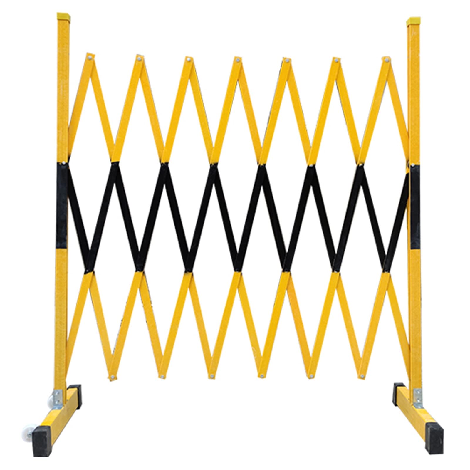 Barrière de circulation pliable extensible jaune et noir 1,2x2m avec roue
