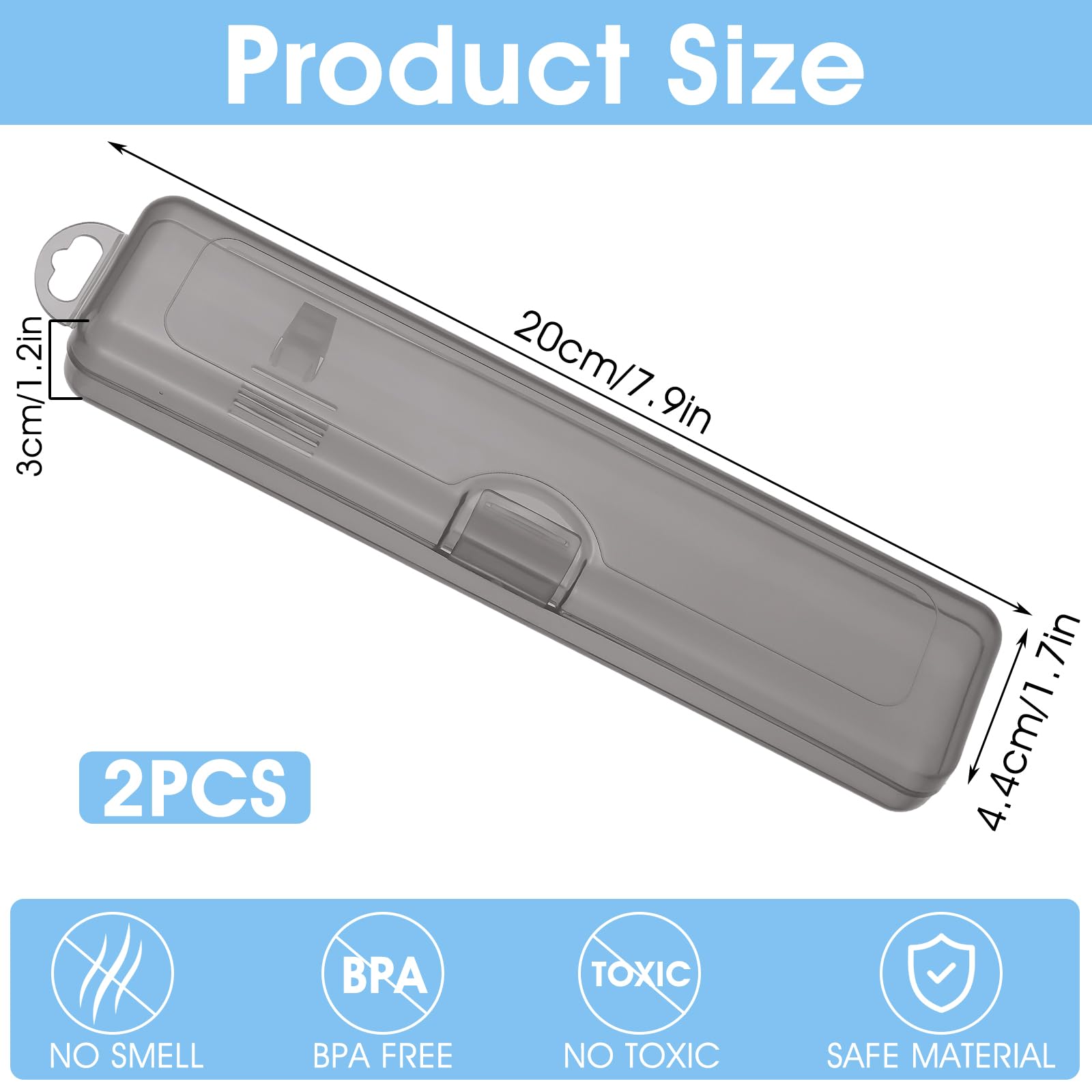 2 Pcs Toothbrush Travel Holder Transparent Toothbrush Case Portable Toothpaste Storage Container Plastic Toothbrush Carrying Box Convenient Tongue Scraper Case for Traveling Size Essentials