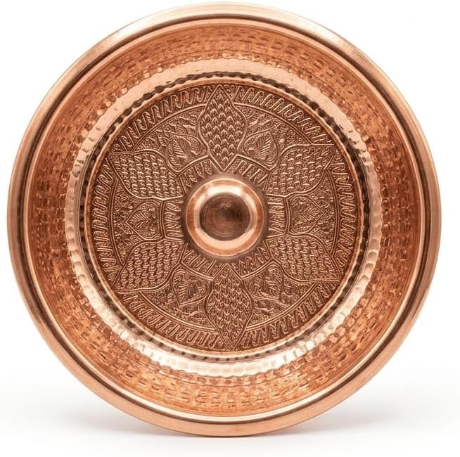 BAYKUL Turkish Hammam Copper Bath Bowl, Handcrafted Decorative Bowl, Traditional Handmade Construction, Diameter 8" Height 2.5"