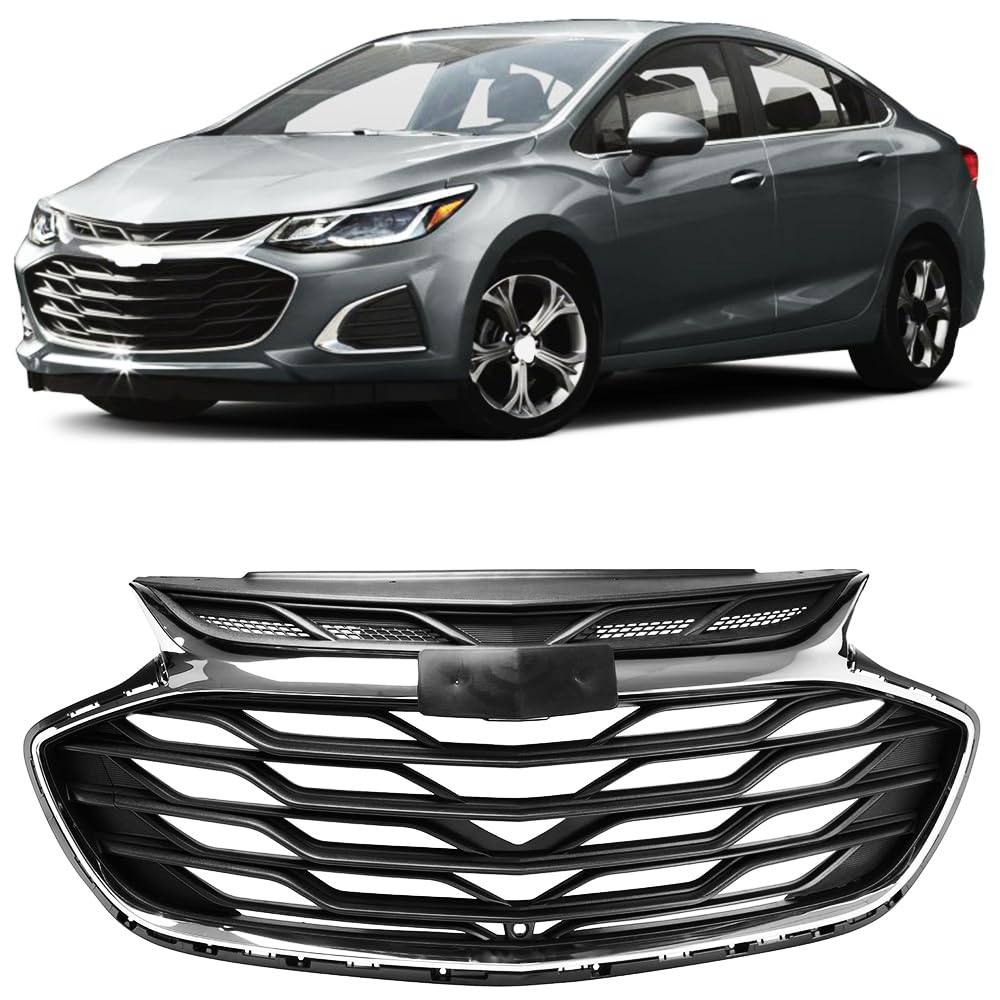 CAREONLINE New Front Bumper Grille Upper Assembly Black Compatible with 2019-2021 Ch-e-vrol-et Cruz-e Replac OE:42674397 42679306