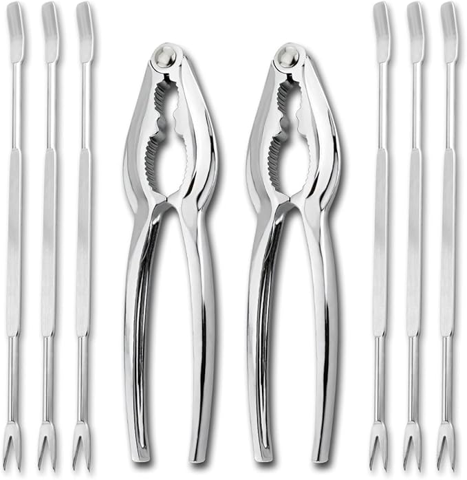 New Star Foodservice 27983 8-Piece Seafood Tool Kit, Includes Lobster Crackers and Forks Set