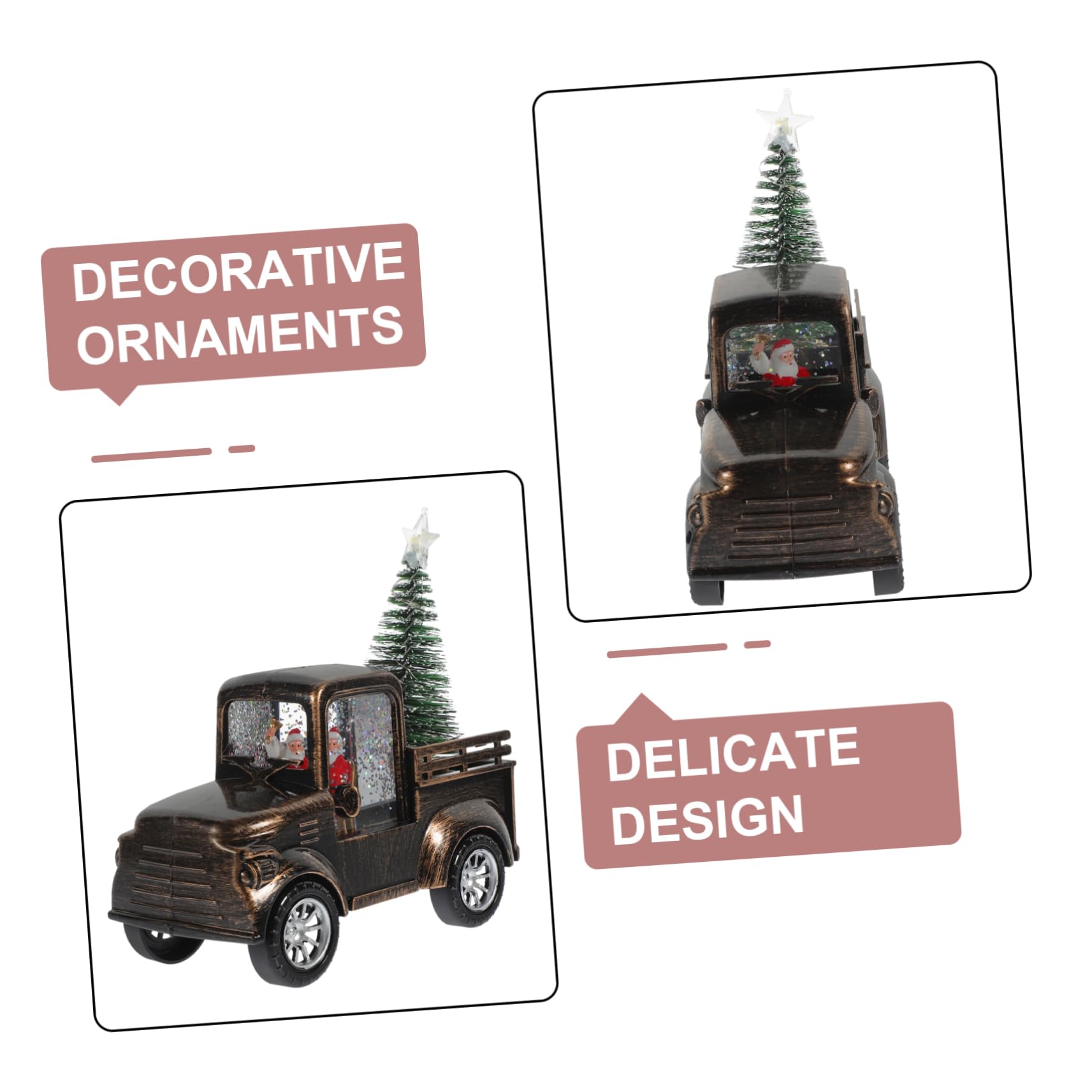 KOMBIUDA Statuina Di Natale Mini Babbo Natale Trattore E Albero Luce A Batteria Artigianato Natalizio Decorazione Da Tavolo