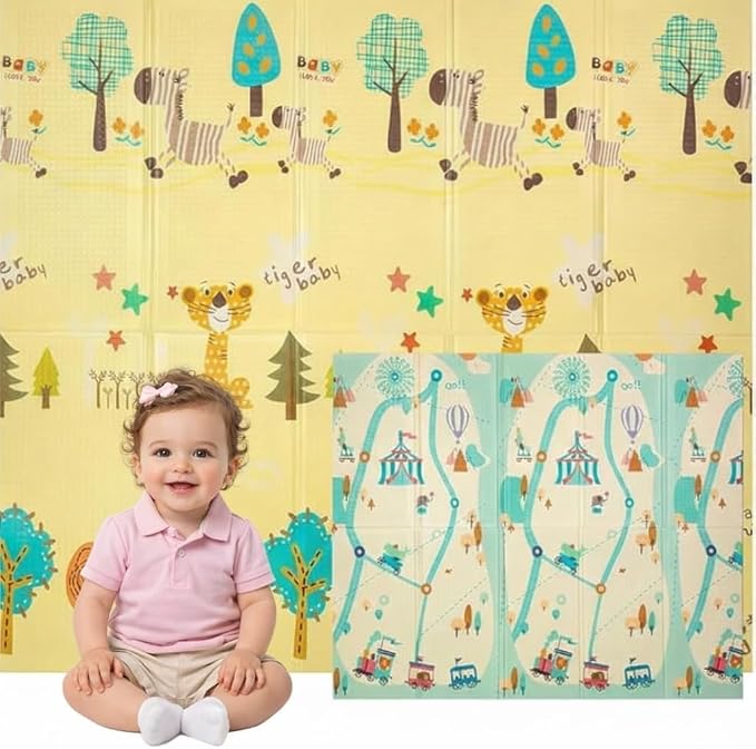 Edibaby, Alfombra Bebé Acolchada Plegable, Diseño Infantil, Colchoneta de Juegos para Suelo, Reversible, XPE, Tapete Baby Play Mat