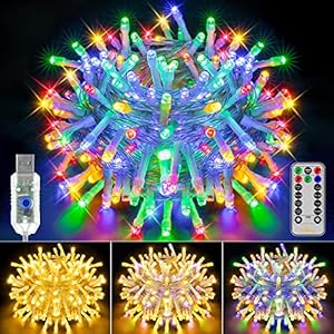 Ollny Christmas Tree Fairy Lights – 100LED 10m Outdoor/Indoor Christmas Decorations Xmas Lights Mains Powered with 11…