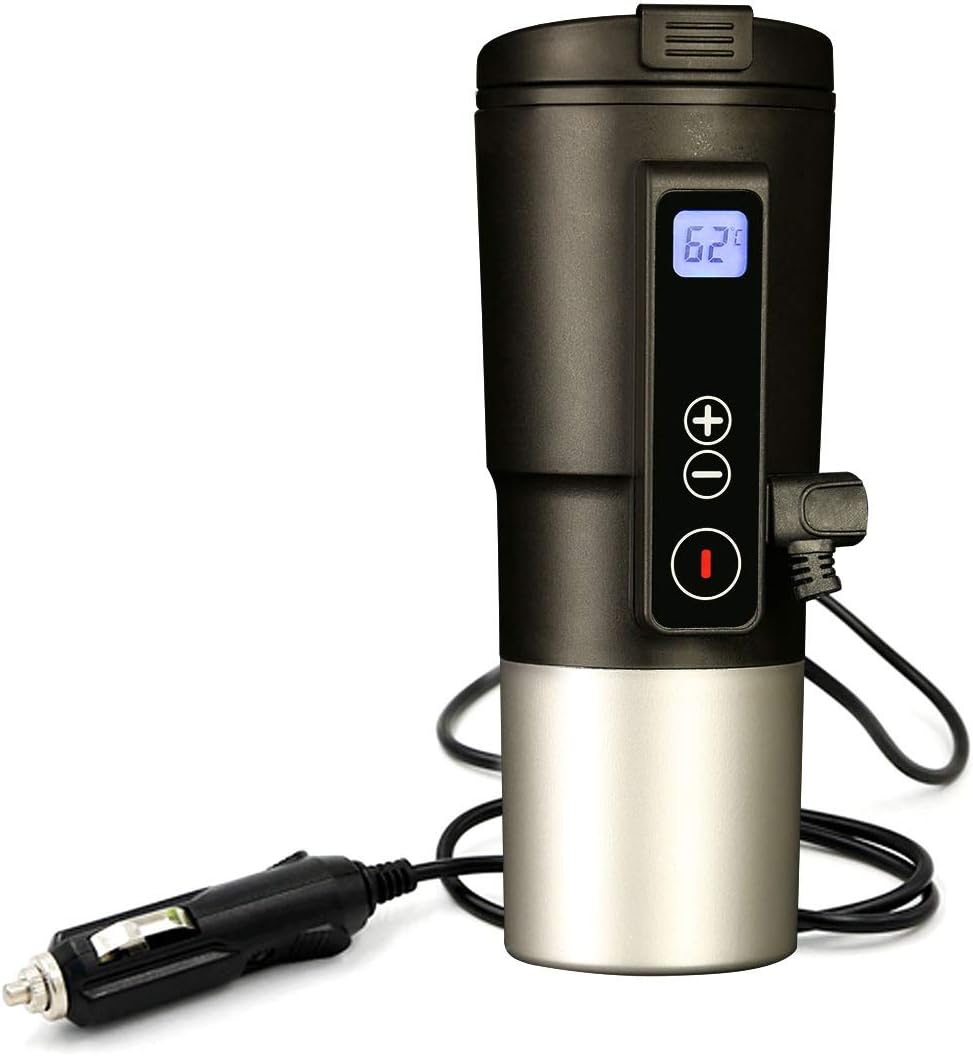 Topwon 12V Smart Milk Bottle Warmer for Car,Temp Control and Display Smart Coffee Mug Car Heating Cup (Black)