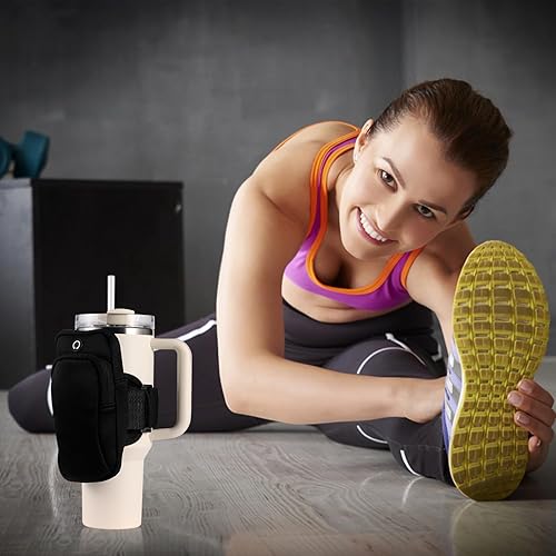 Miniatura 4 de Bolsa para botella de agua de gimnasio, soporte para botella de agua de doble capa, bolsa para tarjetas, llaves, cartera, soporte para teléfono para