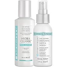 Pharmagel Hydra Cleanse Facial Cleanser & Botanical Tonique Facial Toner Bundle | Age Defying Face Wash & Moisturizing Toner | Hydrating & Revitalizing for All Skin Types - 3 fl. oz. + 2.9 fl. oz.