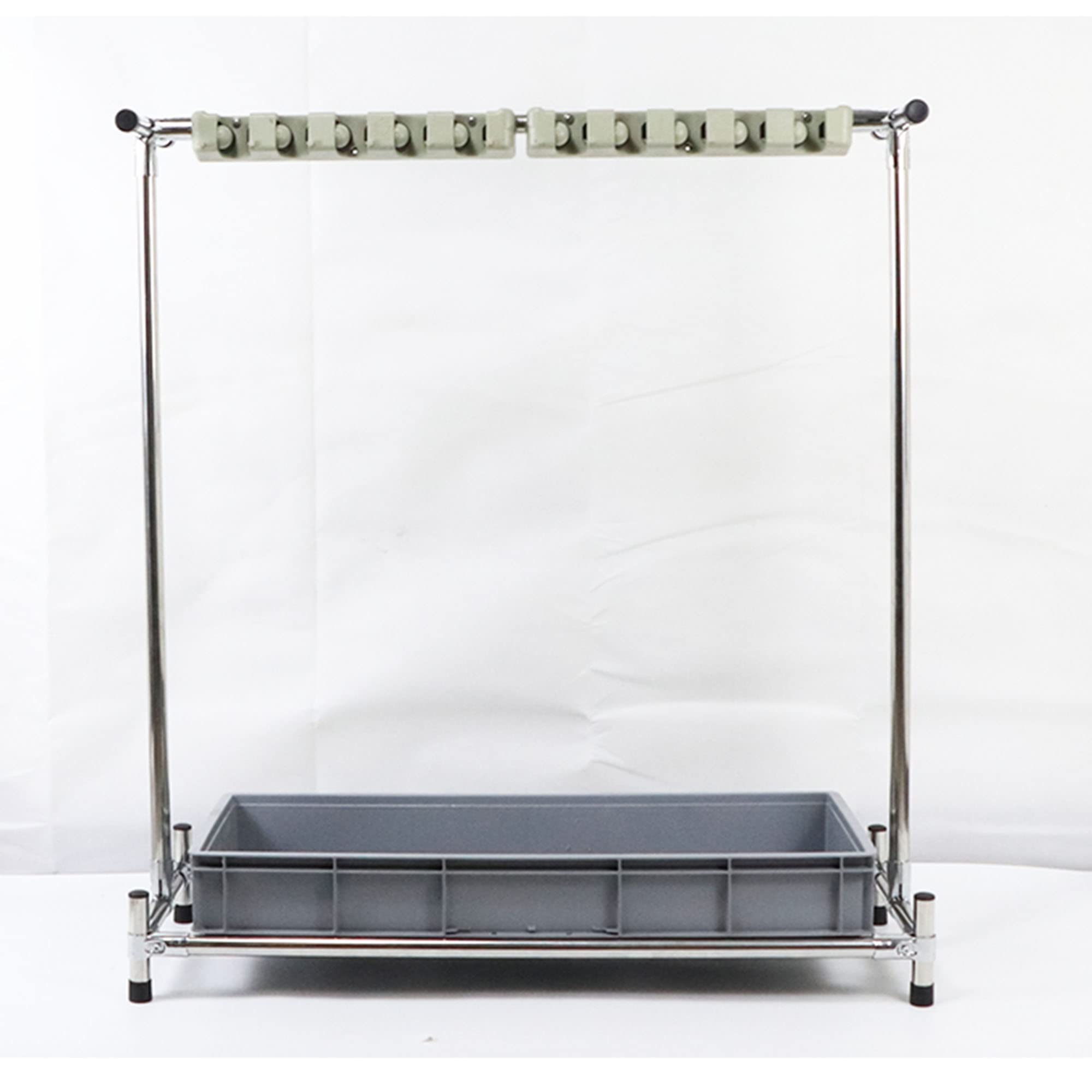 AYCDL Broom And Mop Holder Put Wet Mops,Movable Commercial Mop Rack, Floor-Mounted Stainless Steel Mop Rack, Umbrella Stand,Garden Tool Storage,with Tray,for Garage,S,Single row-10slots