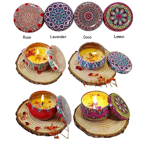 Vela perfumada de flor seca de soja, 4 unidades, caixa de presente, vela perfumada, lembrança de cas