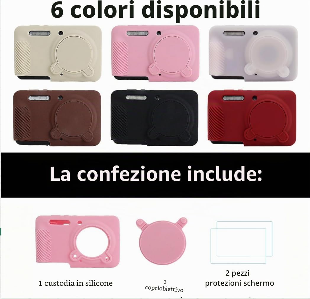 Rieibi Custodia in silicone per Kodak PIXPRO FZ55 fotocamera, accessori per Kodak PIXPRO FZ55 Custodia Protettiva include 2 pellicole protettive, copriobiettivo rimovibile, design antiscivolo, rosa