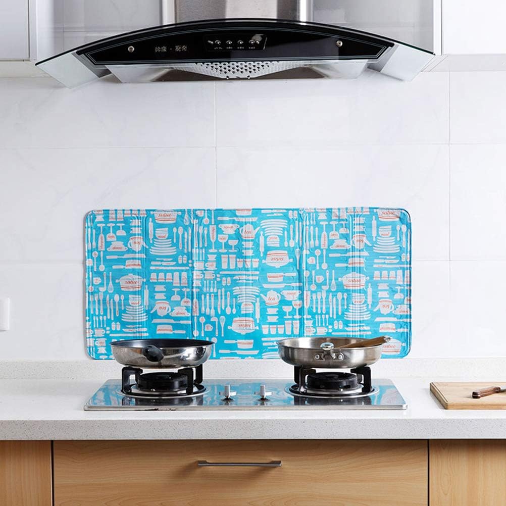 Foldable 3 Panels Kitchen Splatter Guard, Aluminum Foil for Stove, Against Splattering with Kitchen Splatter Guard (Green)
