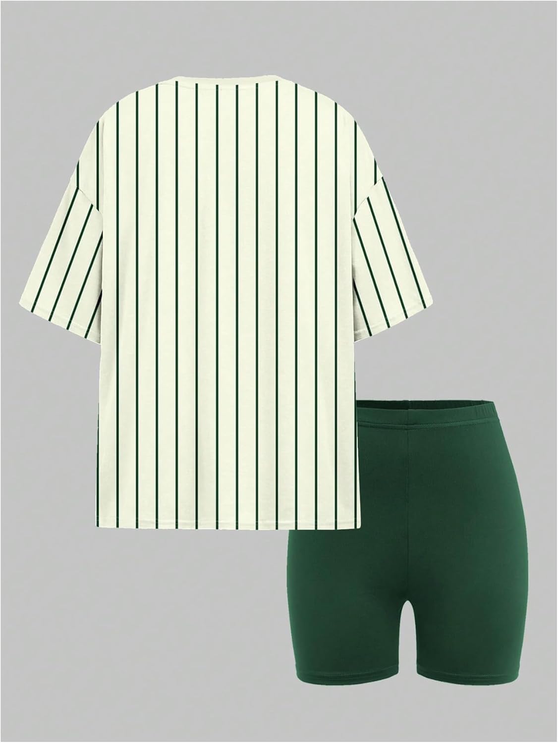 WDIRARA Girl's 2 Piece Outfits Striped Letter Graphic Short Sleeve Tee Biker Shorts Set - Image 2