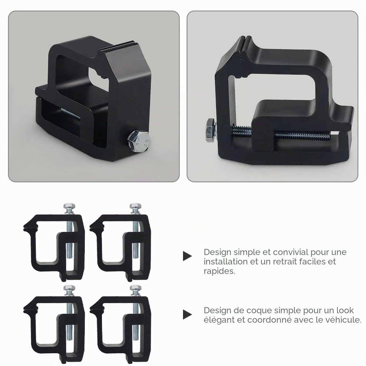 Pinces de Fixation pour Hard-Top de Pick-Up en Alliage d'Aluminium, Lot de 4, Accessoires pour Aventures en Plein Air et Camping-Car