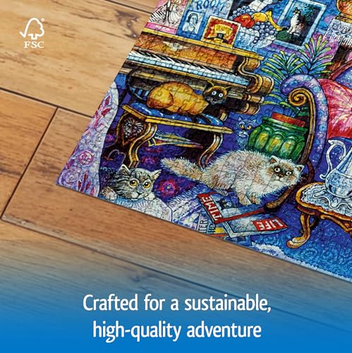 Wonder Forge Cats in The Blue Room 1000 Piece Jigsaw Puzzle for Adults | Unique, Perfectly-Fitting Pieces | Fun, Vibrant Imagery | Amazon Exclusive - Image 5