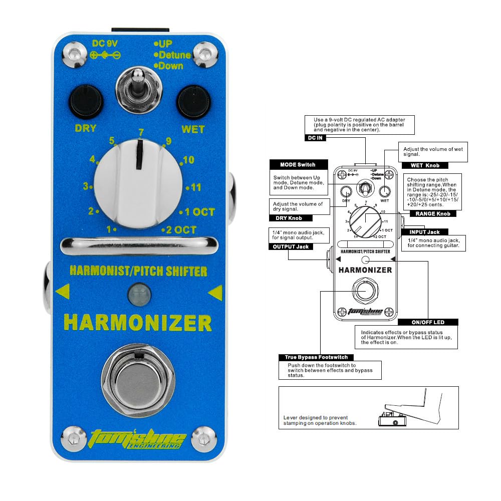 AHAR-3 Harmonizer Harmonist/Pitch Shifter, pedale effetto chitarra elettrica, mini effetto singolo con True Bypass
