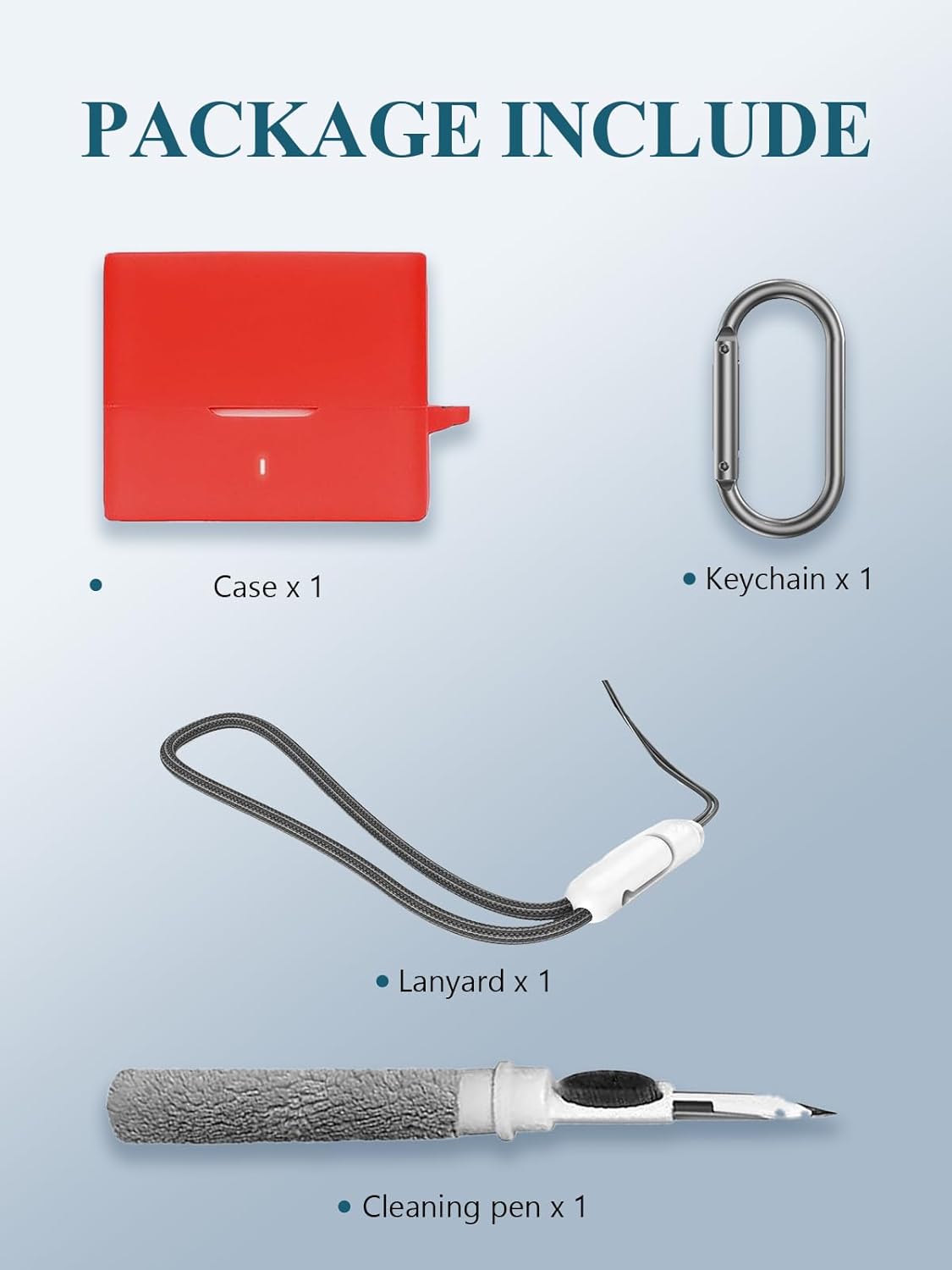 Case Cover for Moondrop Space Travel Earphone Bluetooth,Full Protective Soft Silicone Skin Case Cover Shock-Absorbing Protective Case with Keychain,Lanyard and Cleaning Pen [Front LED Visible],Red - Image 7