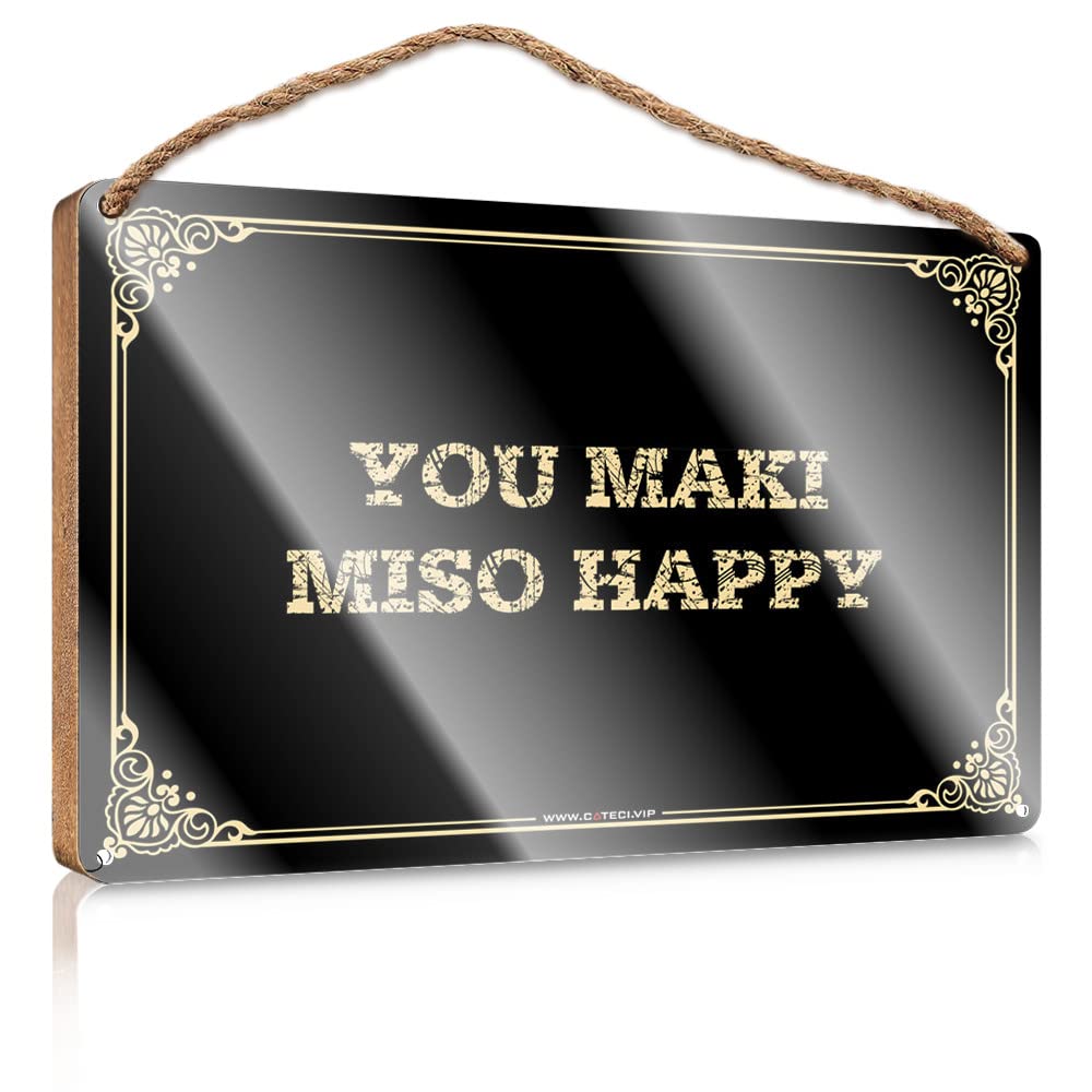 MAHQPZXSF Farmhouse Bathroom Sign You Maki Miso Happy Wooden Sign Bathroom Signs Funny Front Porch Decor Ideas(23X35CM)