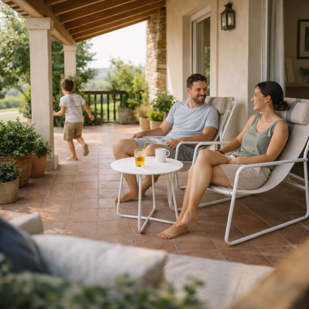 Salottino da Esterno 2 Posti Set da Giardino 2 Poltrone in Tessuto con Cuscino 65x83x86cm + 1 Tavolino 40x50cm - Resistente alle Intemperie, Sedie, Set Mobili, Relax - Facile Montaggio