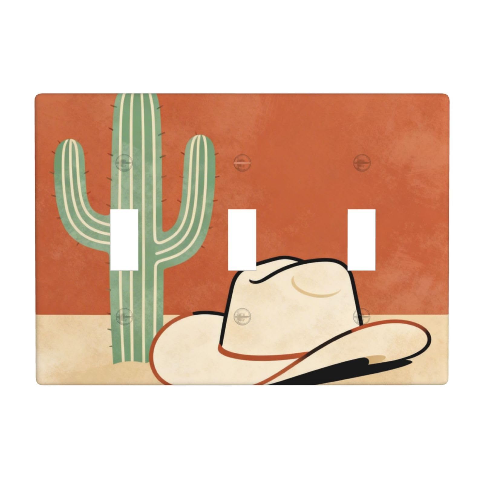 Western Cowboy 3 Gang Switch Plate Cover-Unbreakable Polycarbonate Wall Plate, Heat Resistant Toggle Switch Decor for Home