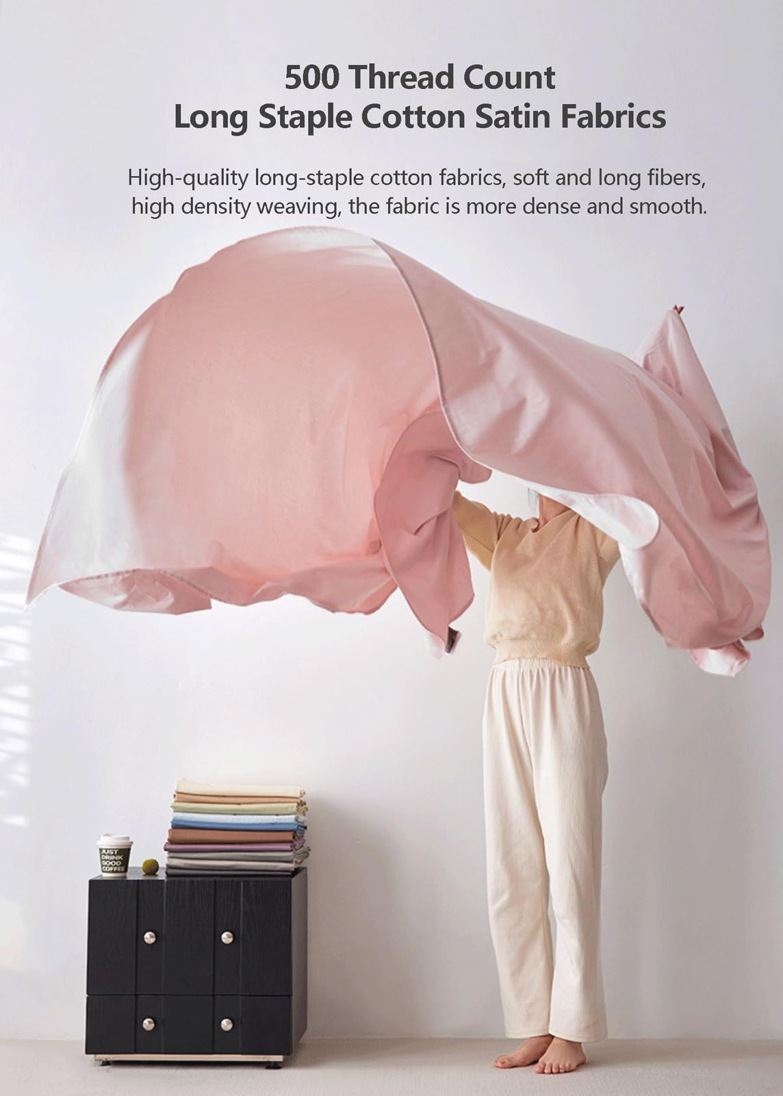 Betttuch Bettlaken Haushaltstuch Leintuch ohne Gummizug 180x230 245x250 245x270 Langstapeliger Baumwolle Kühle Atmungsaktive(Pink,245x250cm)