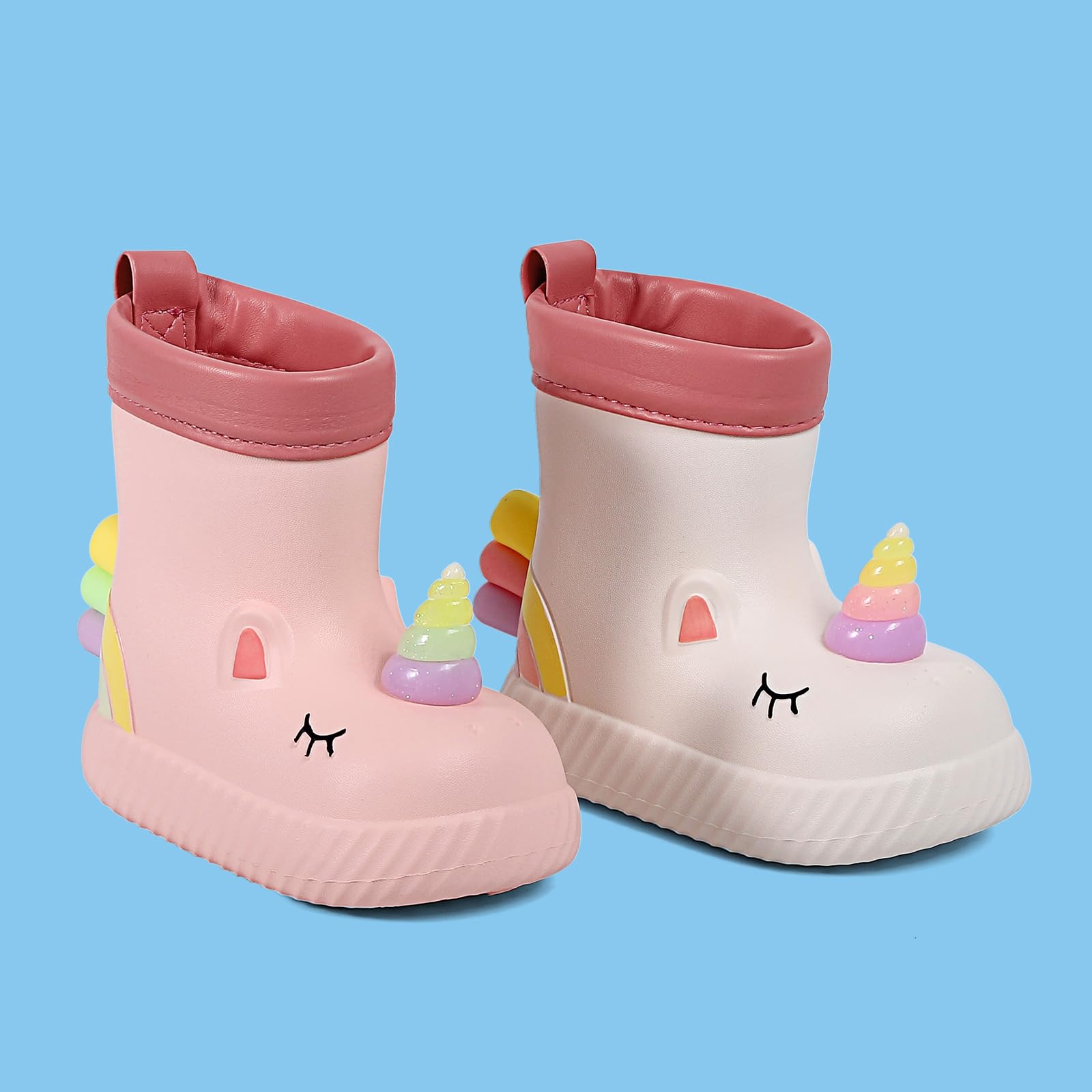 MASOCIO Botas de Agua Niña Botas Lluvia Bebé Dibujos Animados de Animales Impermeables y Antideslizante Talla 20-29 EU