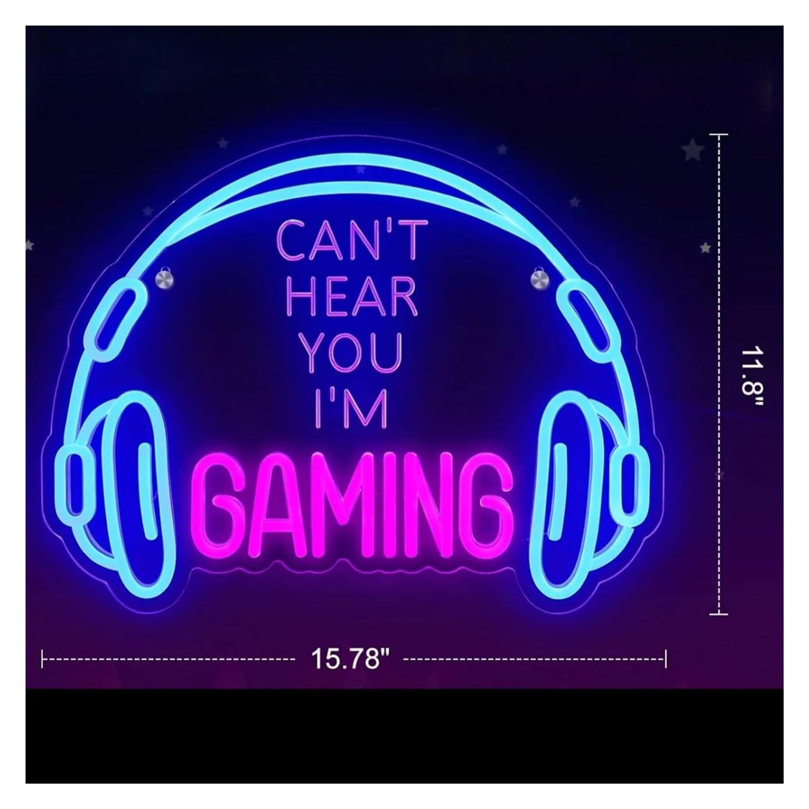 Décor Mural Lumière Panneau Néon Gaming Lumineuse, Casque D'écoute, Lampe De Jeu Pour Zone De Jeu, Salle Vidéo, Chambre De Garçon, Décoration Murale 40cmx30cm