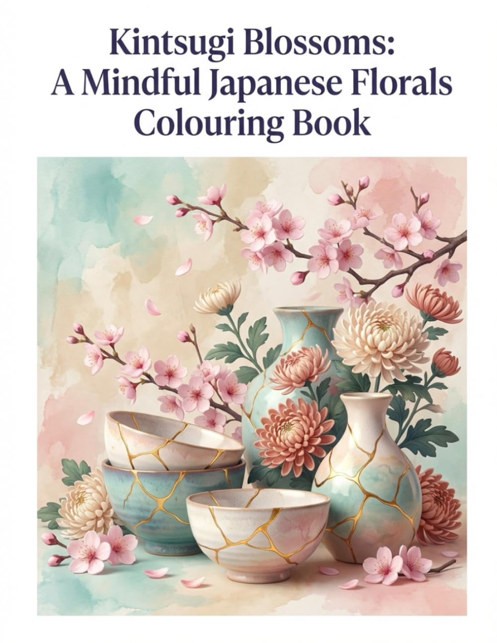 Kintsugi Blossoms: A Mindful Japanese Florals Colouring Book