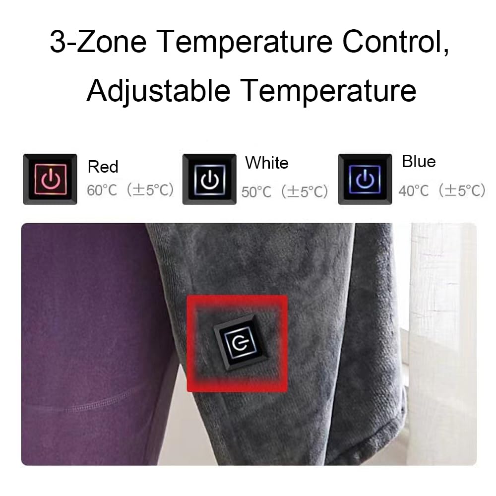 SagaSave 2 mantas térmicas eléctricas, 150 x 85 cm, 3 ajustes de calor, calentamiento de cuerpo completo, manta de calefacción USB para sofá, cama, uso en la oficina