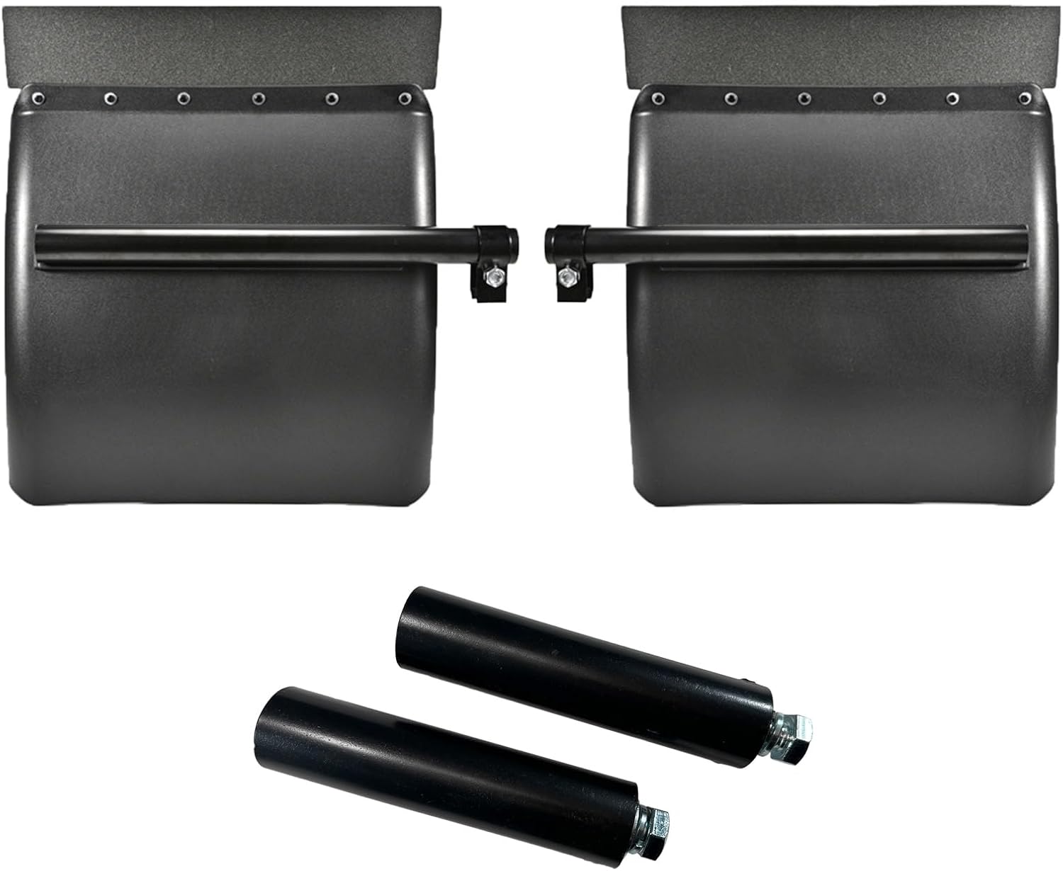 24" x24" Black Poly Quarter Fenders & 8" Quarter Fenders Mount Post Mount Bracket Left and Right Side for Semi Truck Freightliner Kenworth Peterbilt Volvo Mack International with Hardware