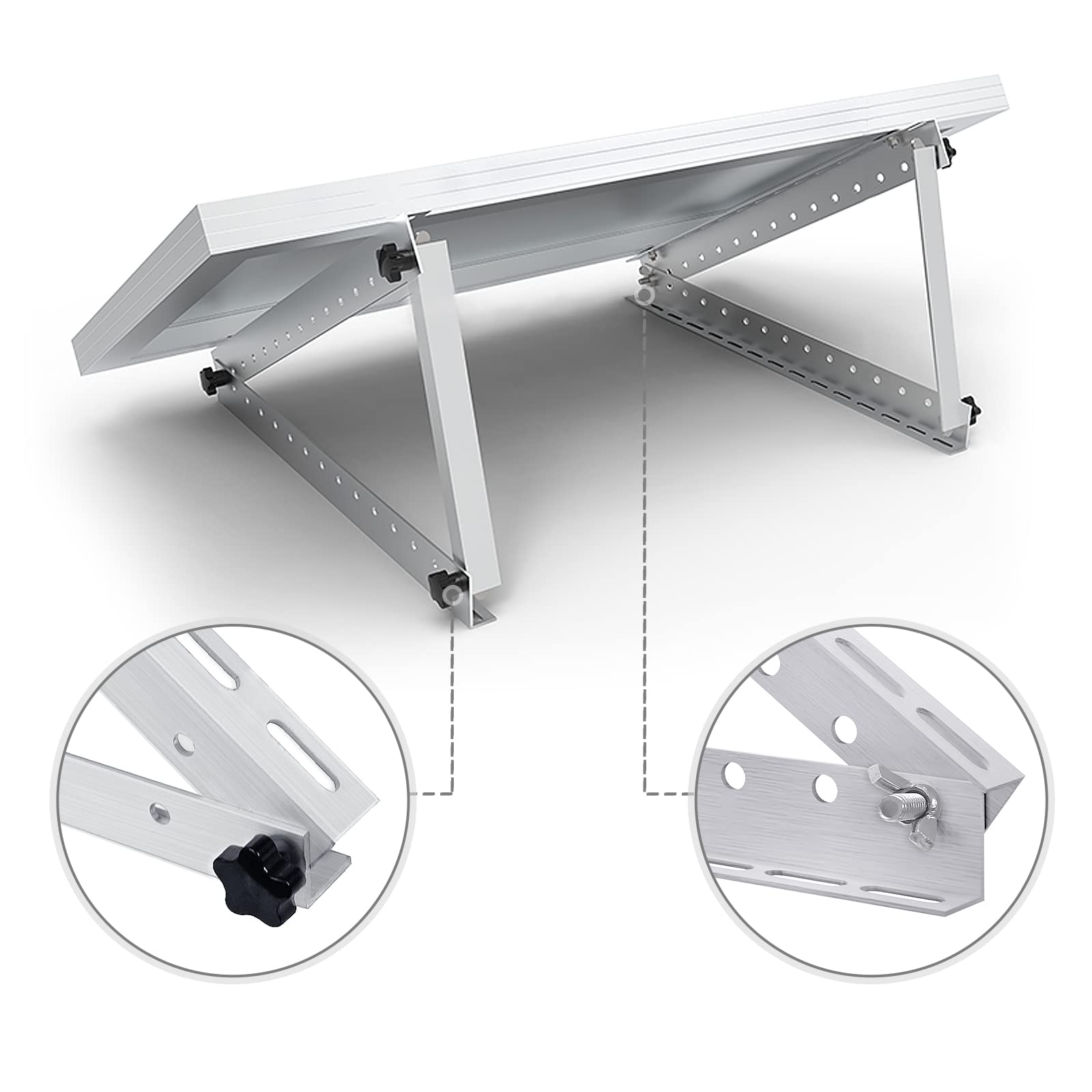 Support Panneau Solaire Pliable - Lot De 2 - Acier - Pour Camping-car, Toit, Bateau