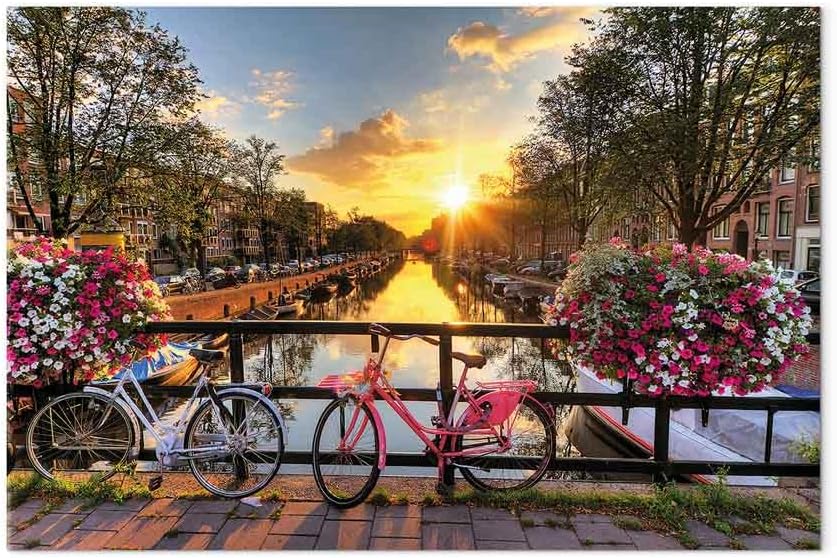 artgeist Acoustic Canvas Wall Art Landscape 35x24 in - 1pcs Picture with Acoustic Foam Sound Print Artwork Room Acoustics Soundproofing - Netherlands City Amsterdam Town c-B-0542-b-a