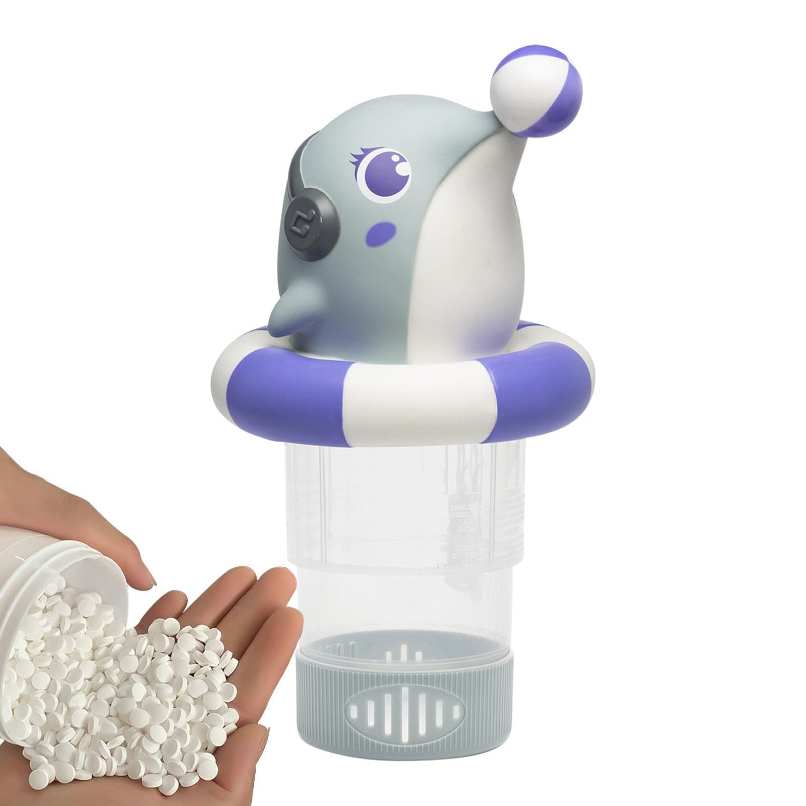 Dispenser di Cloro a Forma di Delfino Forma Carina a Delfino Stile Cartoon | Dispenser per Pastiglie di Cloro per Casa Feste all'Aperto Idromassaggio SPA