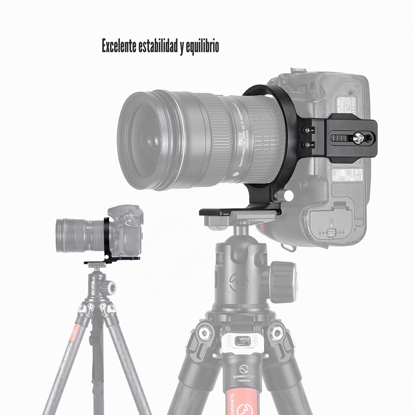 SUNWAYFOTO LS-75 - Manguito giratorio universal de 75 mm para cámaras DLSR, soporte de trípode, anillo de soporte para objetivo, manguito Arca Swiss Plate Mount DSLR Conmutación horizontal vertical