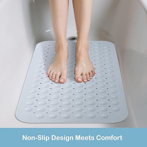Miniatura 7 de WarmSnow Tapetes de ducha antideslizantes para ducha interior, 15 x 27.5 pulgadas, tapete de bañera de elastómero termoplástico antideslizante para