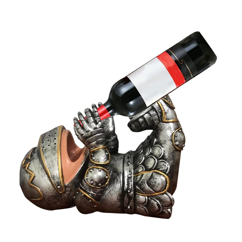 MILEVO Wine Rack，Bottles Display Holder, Wine rack wine bottle rack rack figurine resin sculpture knight wine rack home decoration ornaments