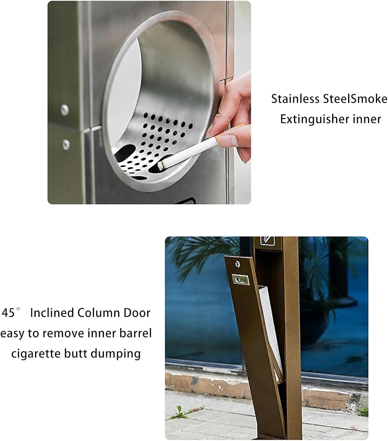 Cigarette butt collector,Commercial Outdoor Standing Ashtray, Double-Sided Cigarette Butt Disposal Receptacle, Durable Black Outdoor Ashtray for Cigarette Butts, Weather-Resistant Design