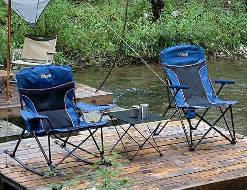 iClimb Padded Folding Rocking Chair Heavy Duty Camping Patio Porch Backyard Lawn Garden Balcony Rocker Indoor Outdoor with Carry Bag - Image 8