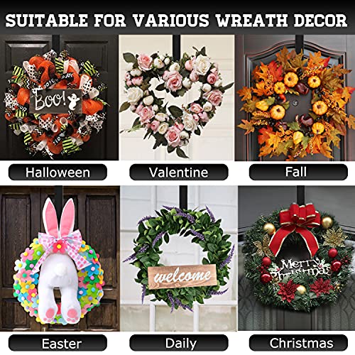 Komotu 15" Wreath Hanger For Front Door - Halloween Christmas Easter Decoration Metal Over The Door Single Hook Ornament Wreath Door Hanger (Black) #TOP1