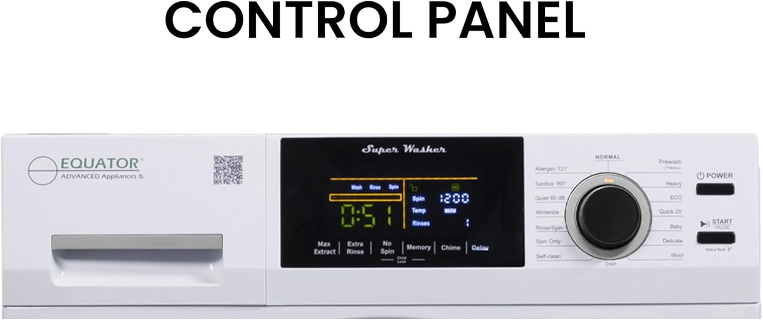 Equator Super Washer Model EW 835 control panel