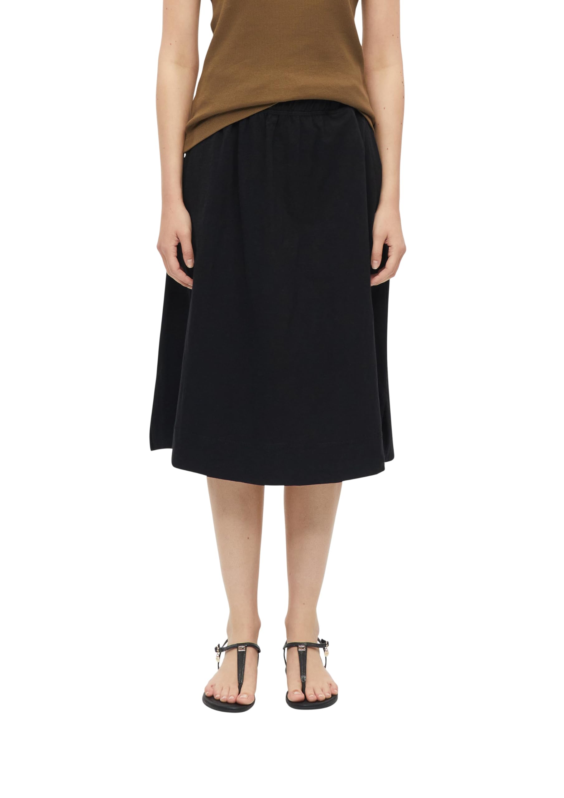 s.Oliver Jersey Midi Skirt with Elastic Waistband and Flame Yarn Structure